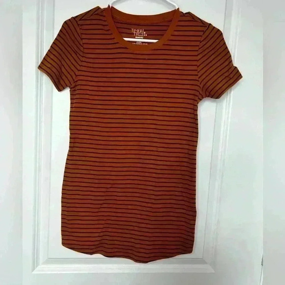 Time and Tru Maternity Women's Small Striped Short Sleeve Round Neck Tee Shirt - Picture 1 of 3